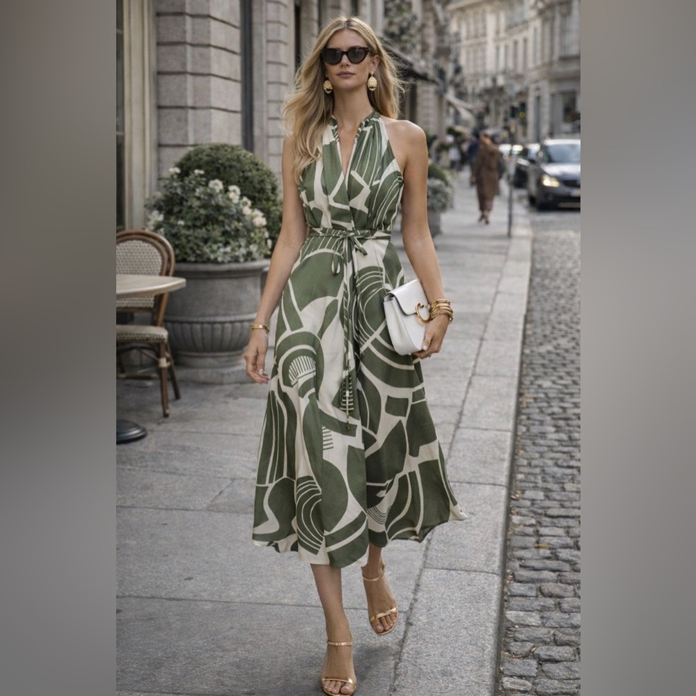NWT ZARA PRINTED HALTER DRESS